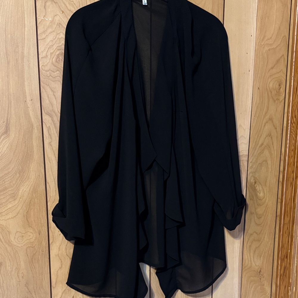 Black Rainn Black Draped Open Cardigan
